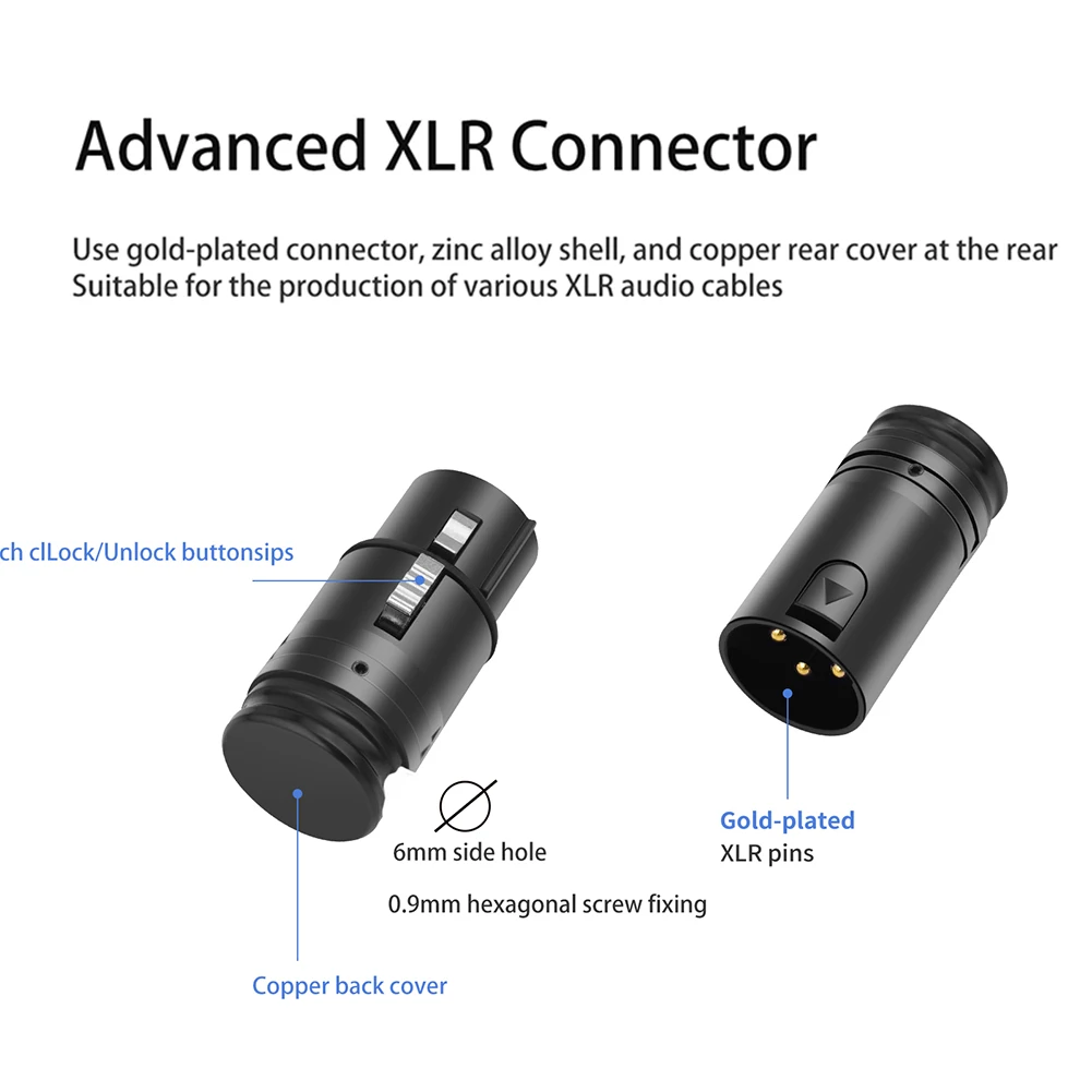 1-5SET Male To Male/Female To Female Compact XLR Microphone Solder Adapter with Wrench Audio Cables Connector for Microphone