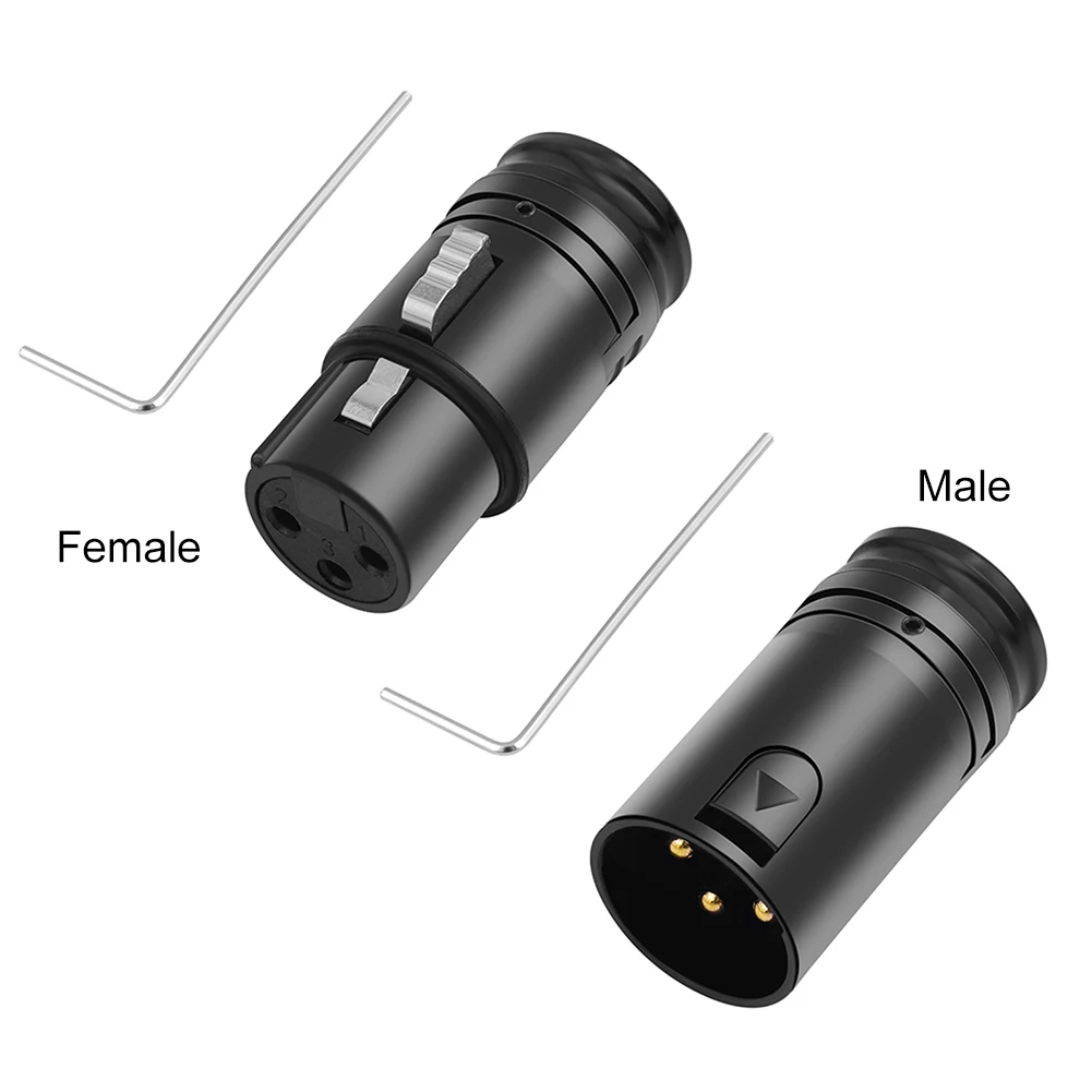 1-5SET Male To Male/Female To Female Compact XLR Microphone Solder Adapter with Wrench Audio Cables Connector for Microphone