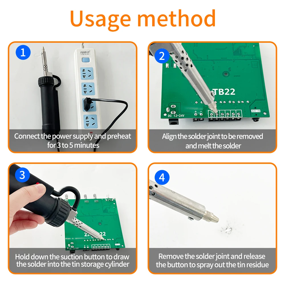 Portable Soldering Desoldering Suction with EU Plug Electric Tin Soldering Repair Tool Strong Suction for Circuit Board Assembly