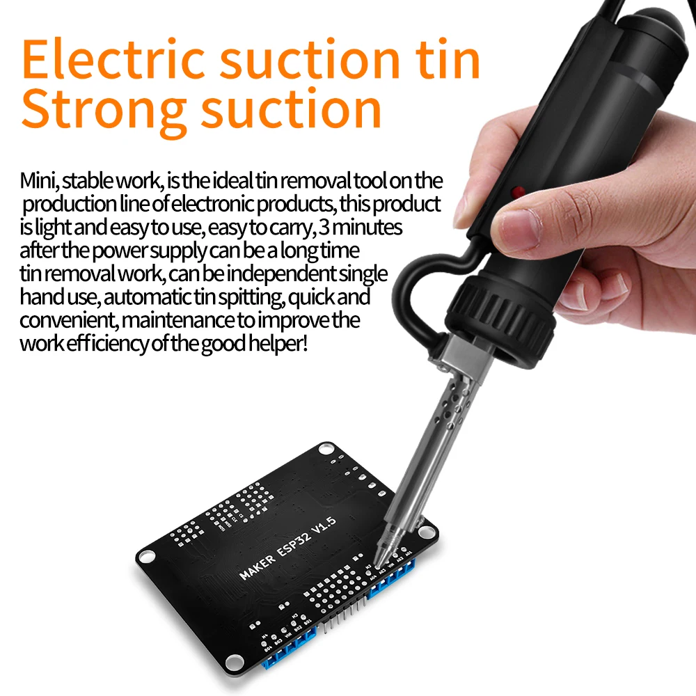 Portable Soldering Desoldering Suction with EU Plug Electric Tin Soldering Repair Tool Strong Suction for Circuit Board Assembly