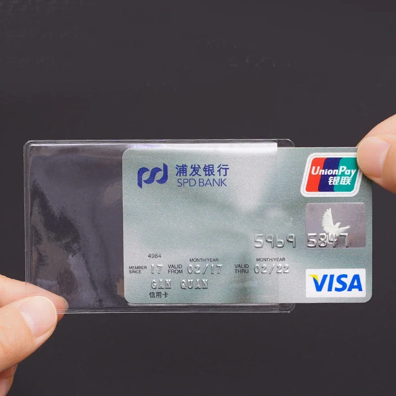 10pcs/set Transparnt Card Cover Protective Holder PVC Waterproof Credit ID Business Card Protection Document Id Badge Case
