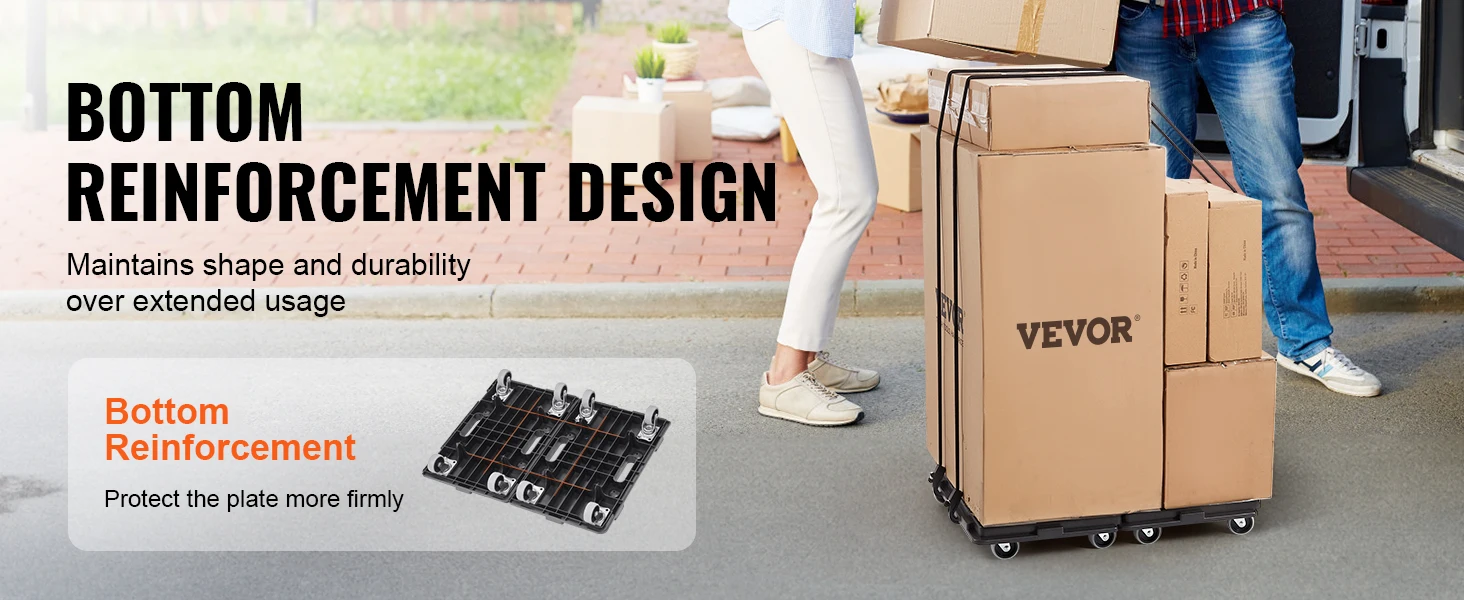 SucceBuy 2 Pack Furniture Mover Pallet Trolley 500 lbs Each Count with 4 Wheels Small Flat Dolly Cart for Industrial Machinery