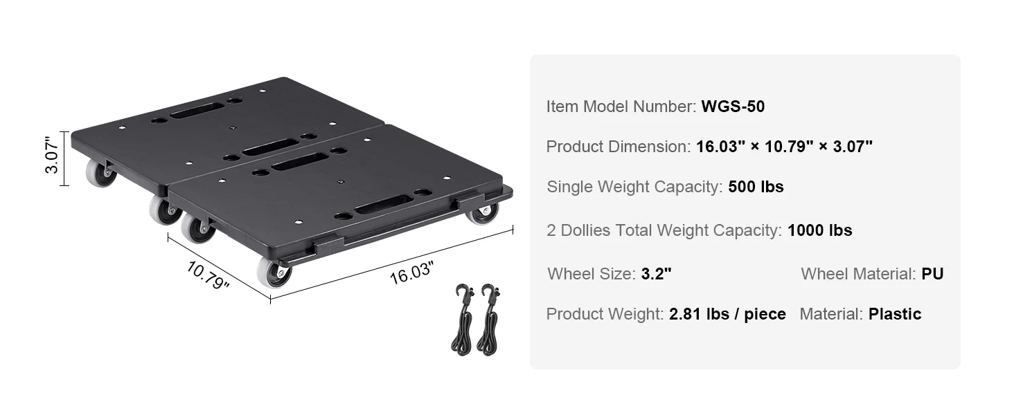 SucceBuy 2 Pack Furniture Mover Pallet Trolley 500 lbs Each Count with 4 Wheels Small Flat Dolly Cart for Industrial Machinery