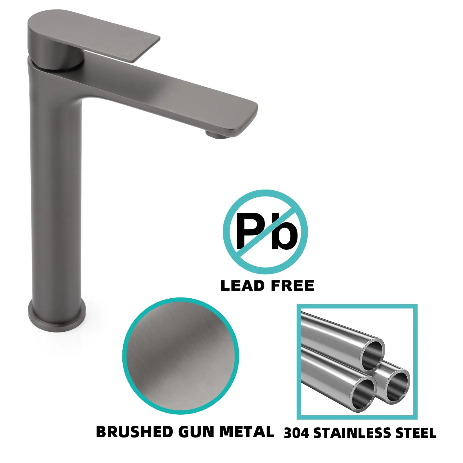 **Sydney Stock** KYLINS Brushed Gold Gun Metal Black Nickel Round Bathroom Basin Mixer Taps Sink Faucet WaterMark Wels