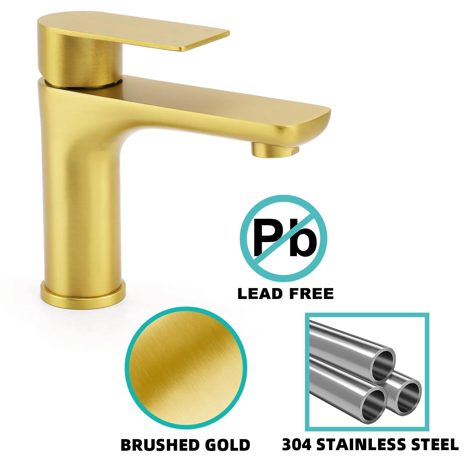 **Sydney Stock** KYLINS Brushed Gold Gun Metal Black Nickel Round Bathroom Basin Mixer Taps Sink Faucet WaterMark Wels