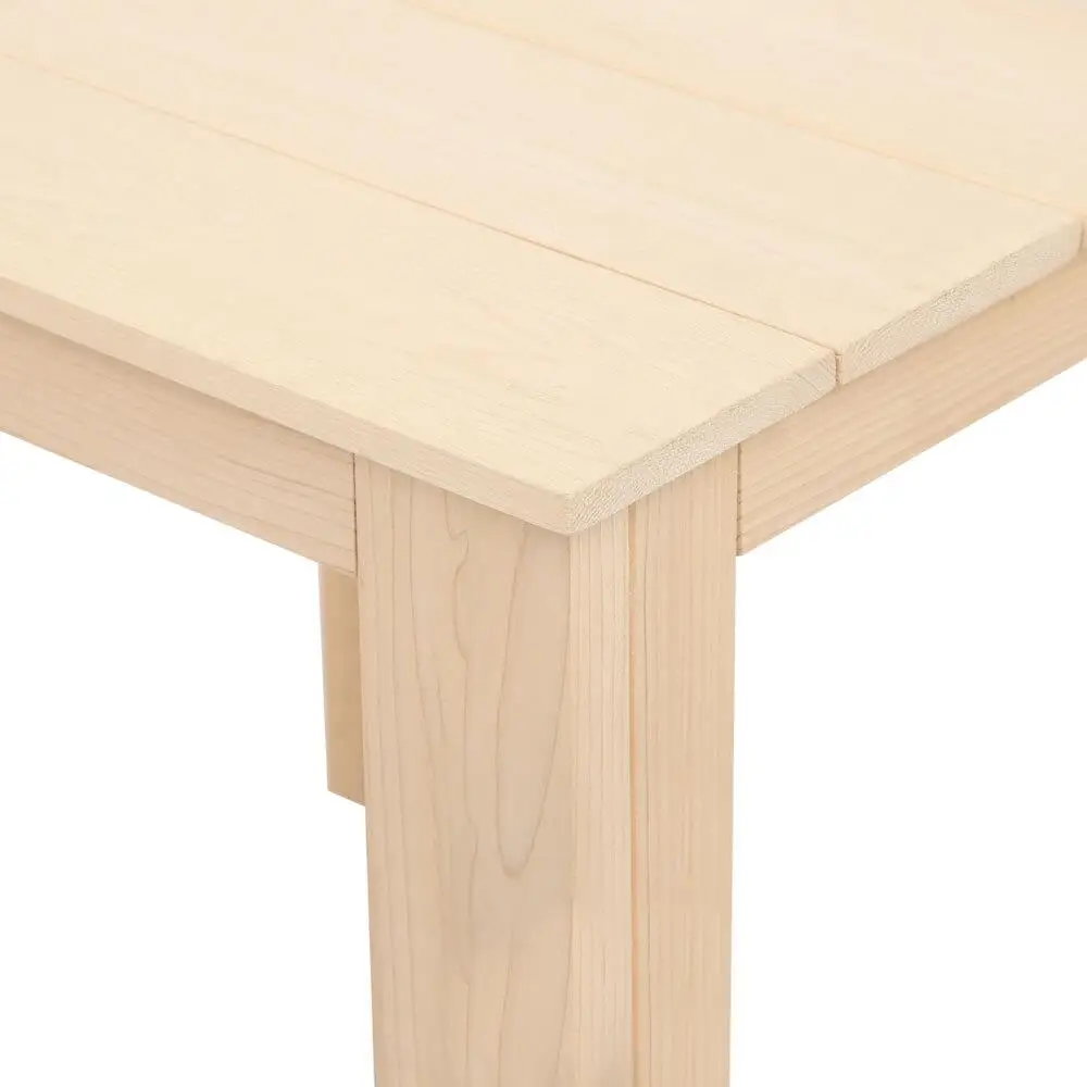Wooden Coffee Side Table Outdoor Garden Camping Small Desk Natural Finish Furniture