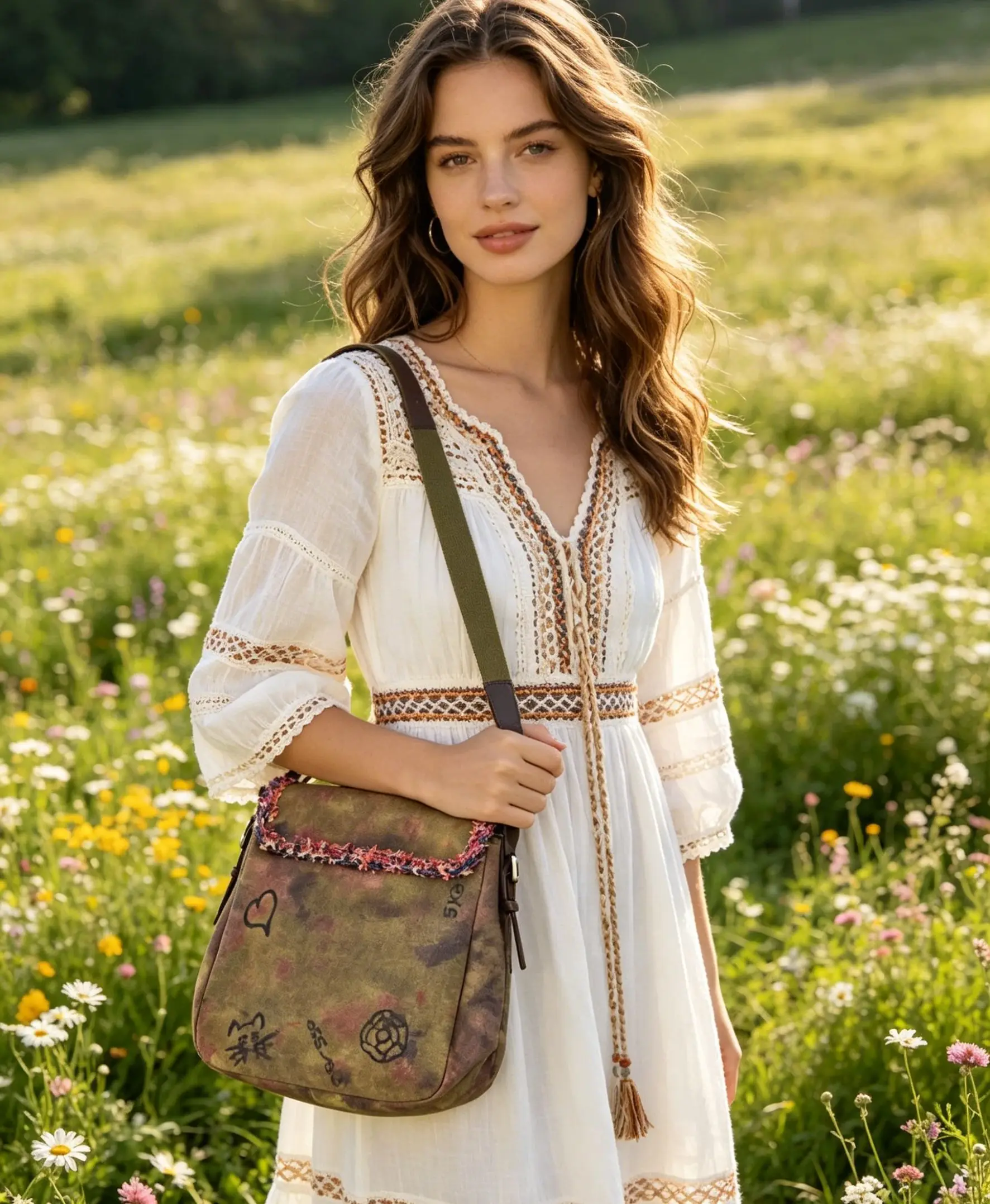 Simple Design Shoulder Bag Woman Cartoon Graffiti Leather Crossbody Bag Fashion Trend Cute High Quality Famous Brand Handbag