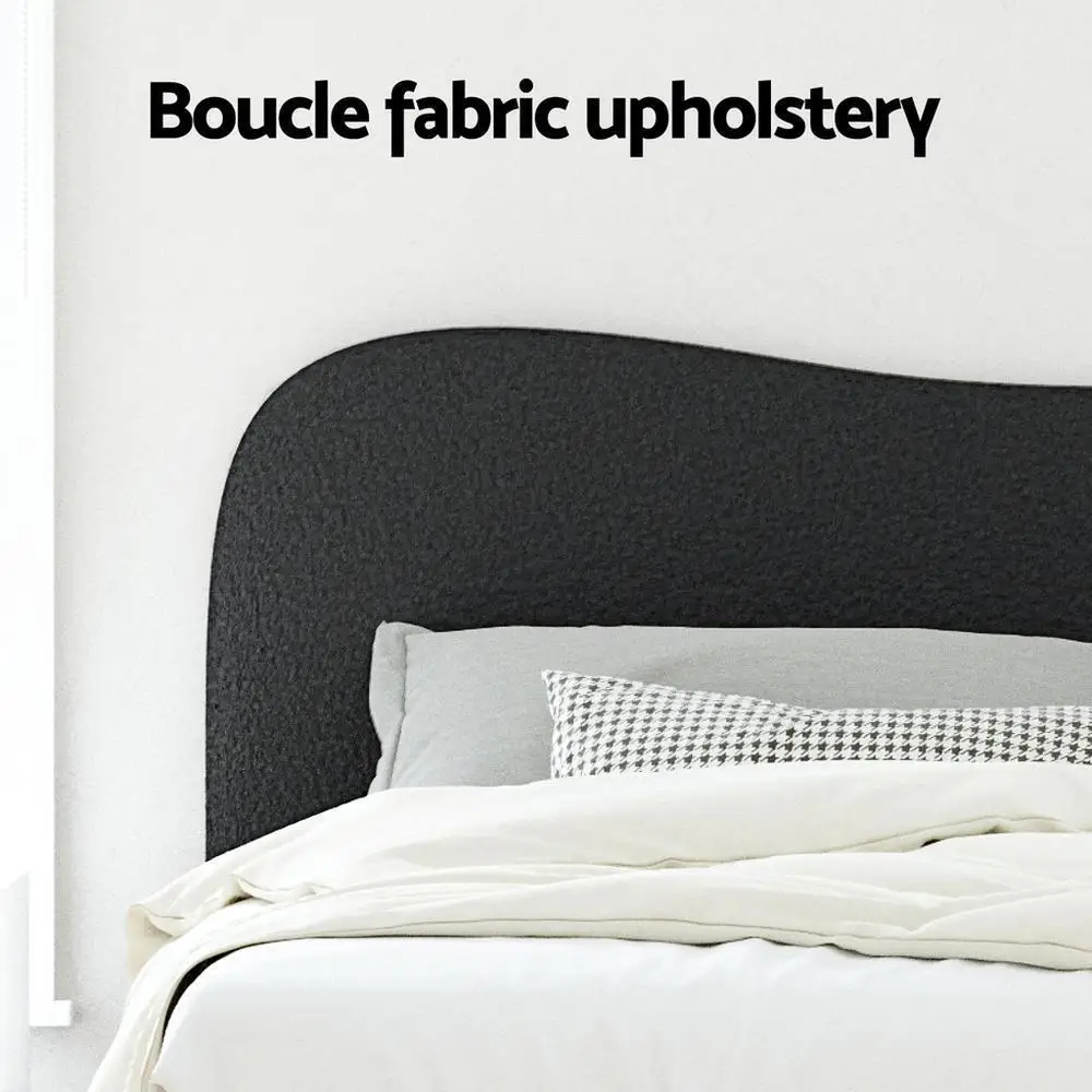 Queen Size Boucle Upholstered Bed Frame Soft Padded Platform Bed Modern Durable Bedroom Furniture