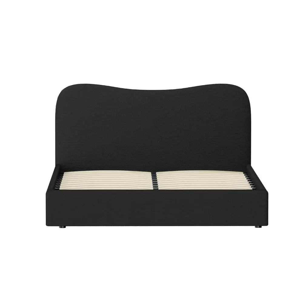 Queen Size Boucle Upholstered Bed Frame Soft Padded Platform Bed Modern Durable Bedroom Furniture
