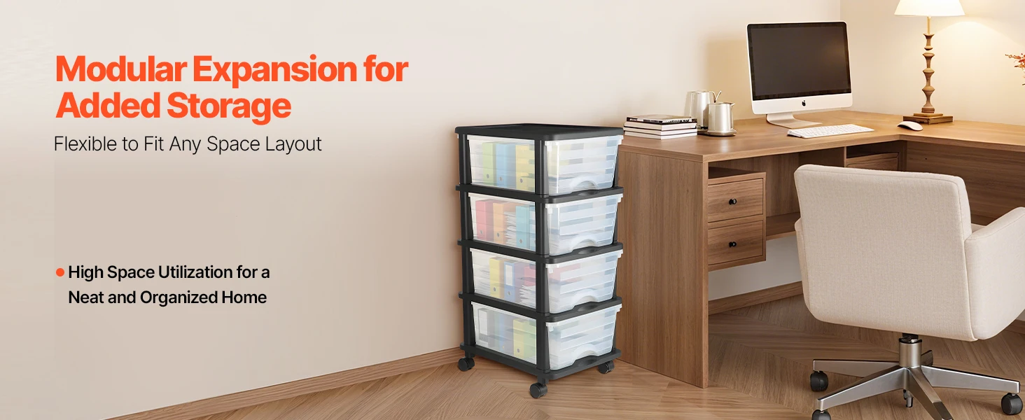 SucceBuy Plastic Storage Drawers Cart w/ Wheels Rolling Closet Organization and Storage Dividers for Office Supplies Classrooms
