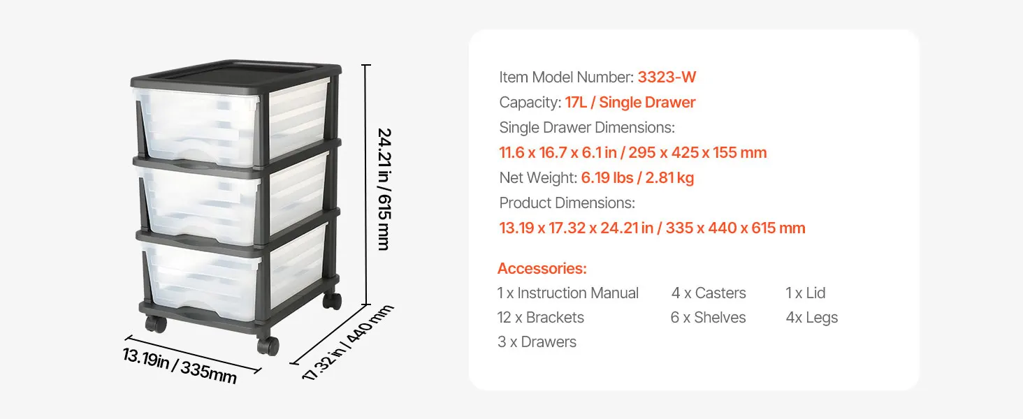 SucceBuy Plastic Storage Drawers Cart w/ Wheels Rolling Closet Organization and Storage Dividers for Office Supplies Classrooms
