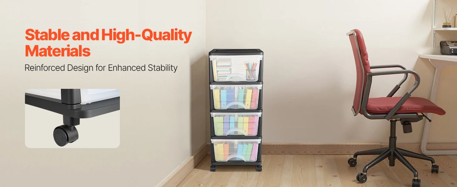 SucceBuy Plastic Storage Drawers Cart w/ Wheels Rolling Closet Organization and Storage Dividers for Office Supplies Classrooms