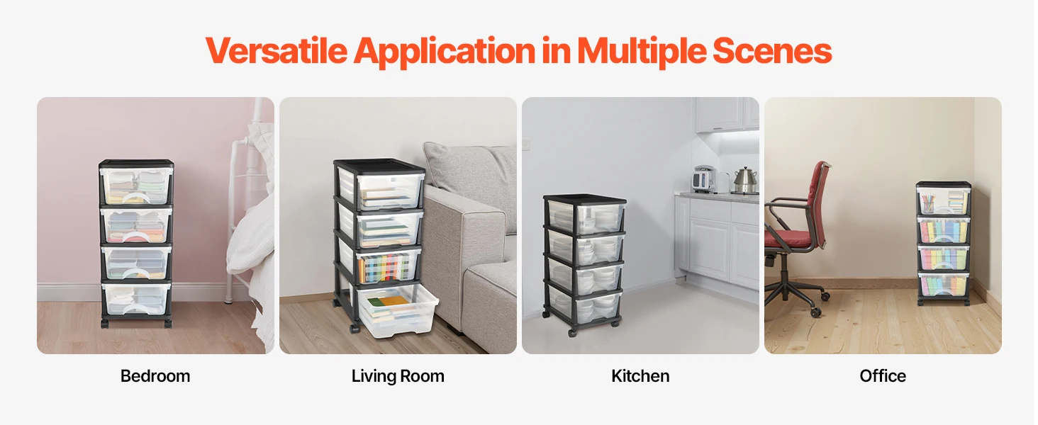 SucceBuy Plastic Storage Drawers Cart w/ Wheels Rolling Closet Organization and Storage Dividers for Office Supplies Classrooms