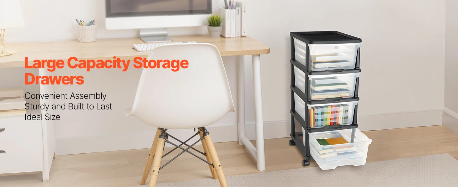 SucceBuy Plastic Storage Drawers Cart w/ Wheels Rolling Closet Organization and Storage Dividers for Office Supplies Classrooms