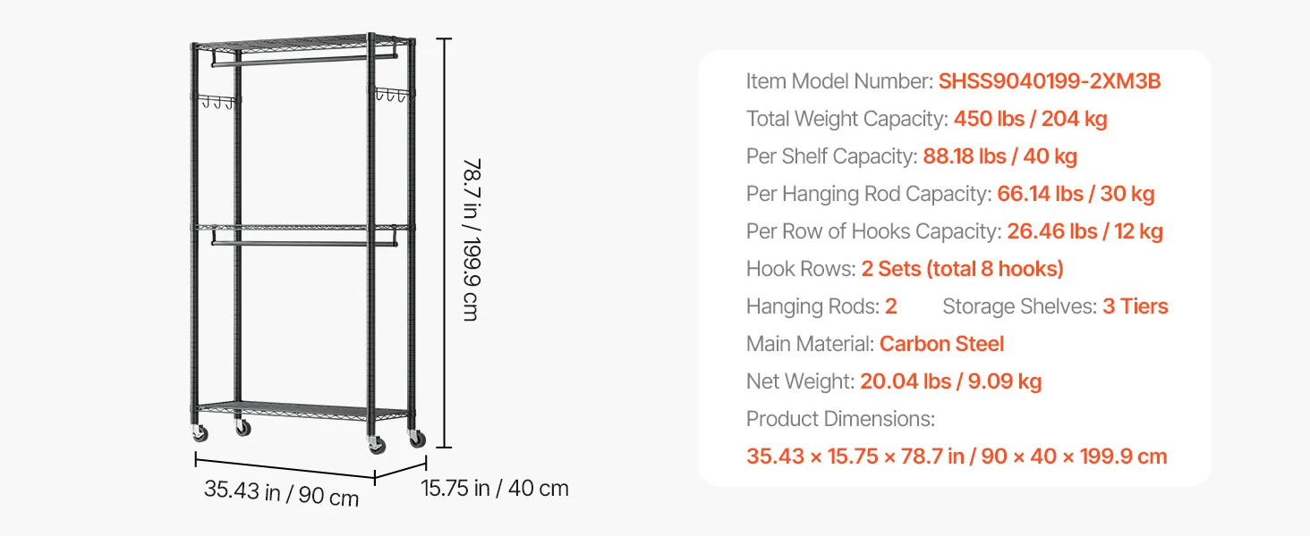 SucceBuy Clothing Garment Rack 3/4 Adjustable Tiers with Carbon Steel 450/500 lbs Closet Wardrobe for Bedroom Clothing Store