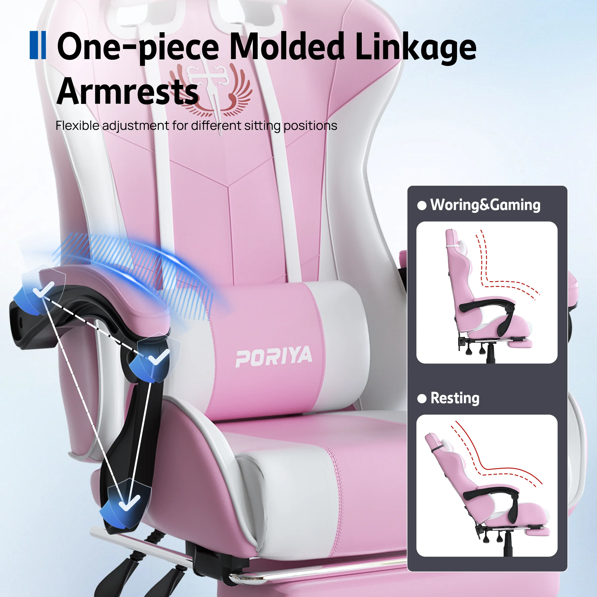 Gaming Office Chair Racing Executive Footrest Computer Seat PU Leather