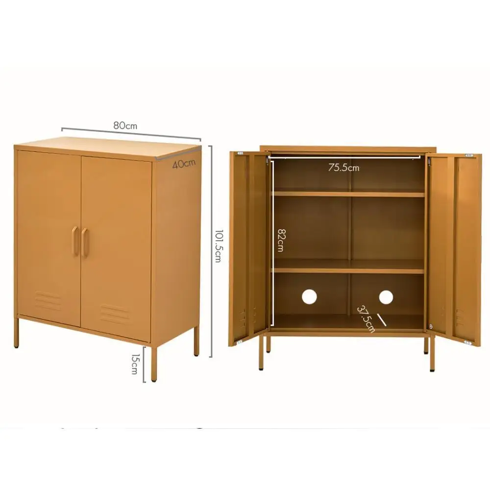 Metal Sideboard Storage Cabinet Yellow Buffet Cupboard for Living Room Kitchen Dining Room Modern Home Furniture