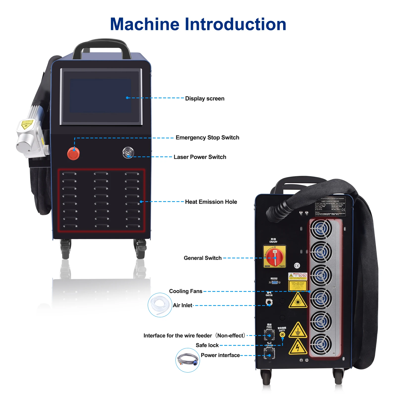 Air Cooling Laser Cleaning Machine Paint Removal 1500W 2000W Cleaner Scan Width 300MM Professional Handheld Laser Cleaning Guns