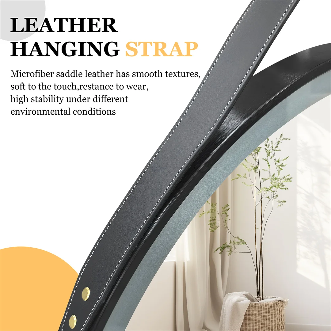 LUVODI 32" Large Round Black Framed Bathroom Mirror With Touch Sensor Smart Lighted Vanity Mirror with LED Lights