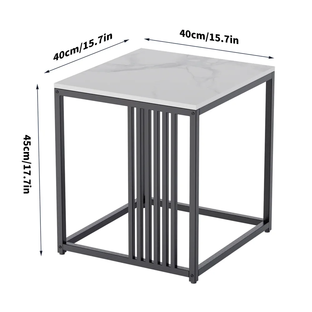 LUVODI White Square Coffee Table Luxury Sintered Stone Sofa Side End Table for Living Room Bedroom Balcony