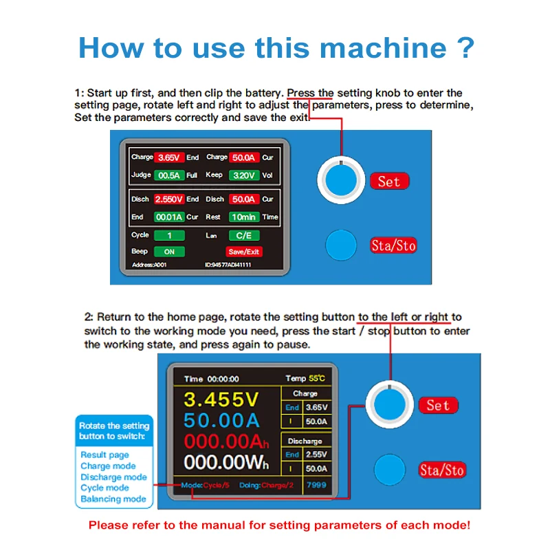 Heltec HT-BCT50A Lithium Lifepo4 Car Battery Capacity Tester/Charge and Discharge Electric Load Test Machine 5V 50A 250W