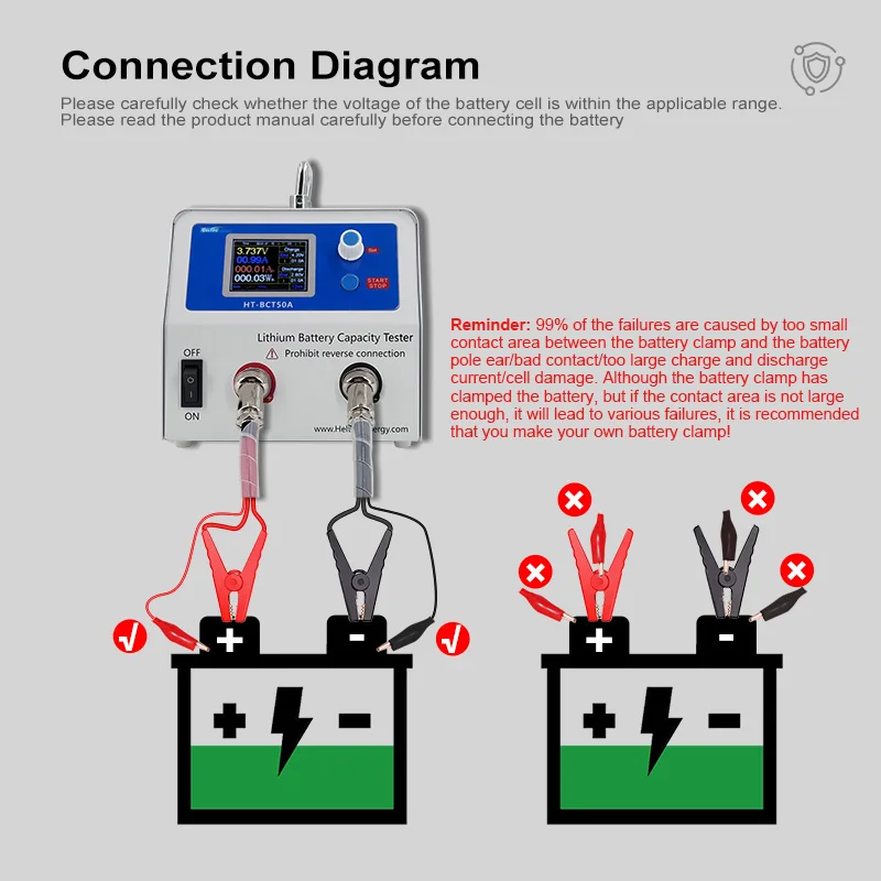 Heltec HT-BCT50A Lithium Lifepo4 Car Battery Capacity Tester/Charge and Discharge Electric Load Test Machine 5V 50A 250W