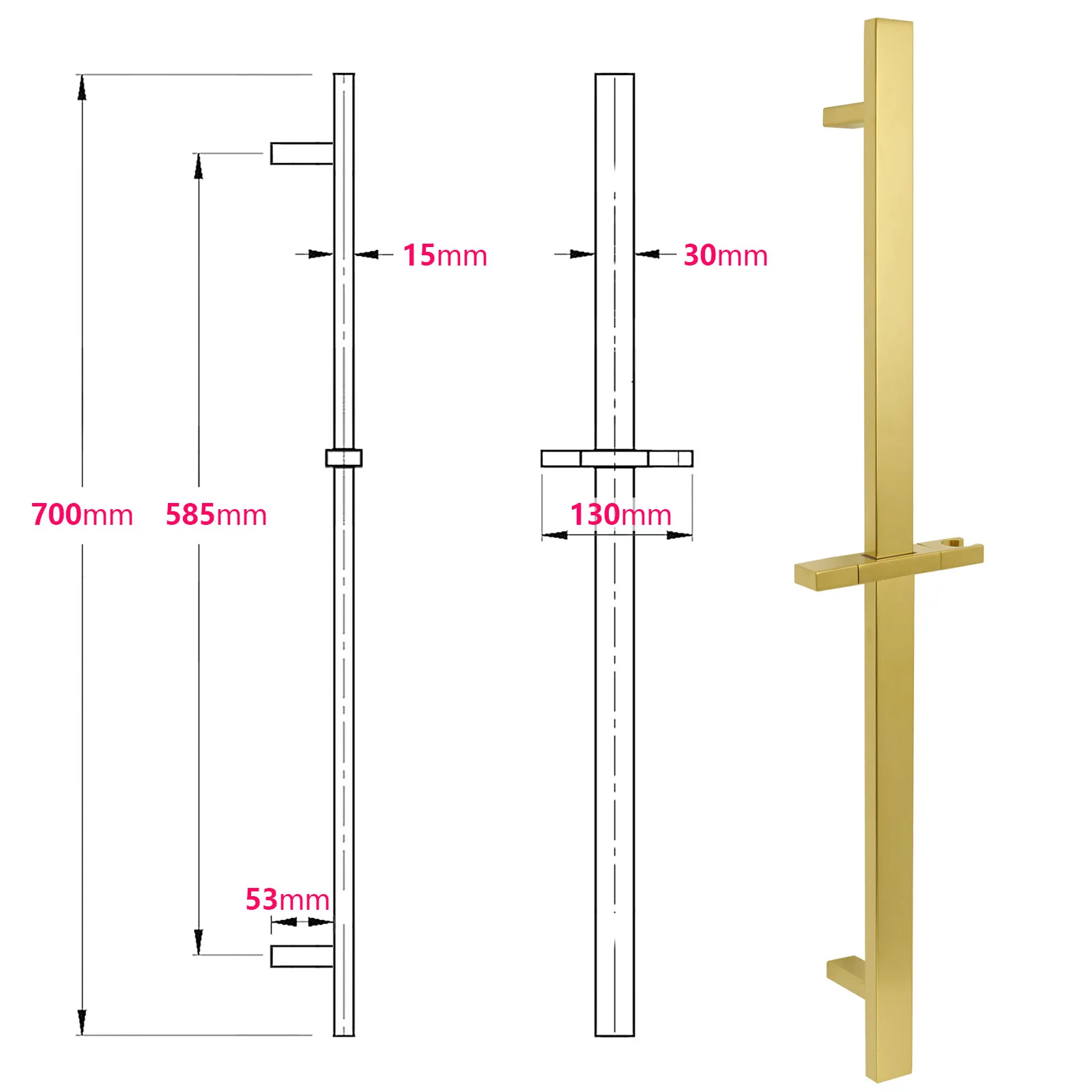 **Sydney Stock** KYLINS Brushed Gold Gun Metal Chrome Black Hand Held Shower Head Set Sliding Rail Mixer Taps WELS WATERMARK