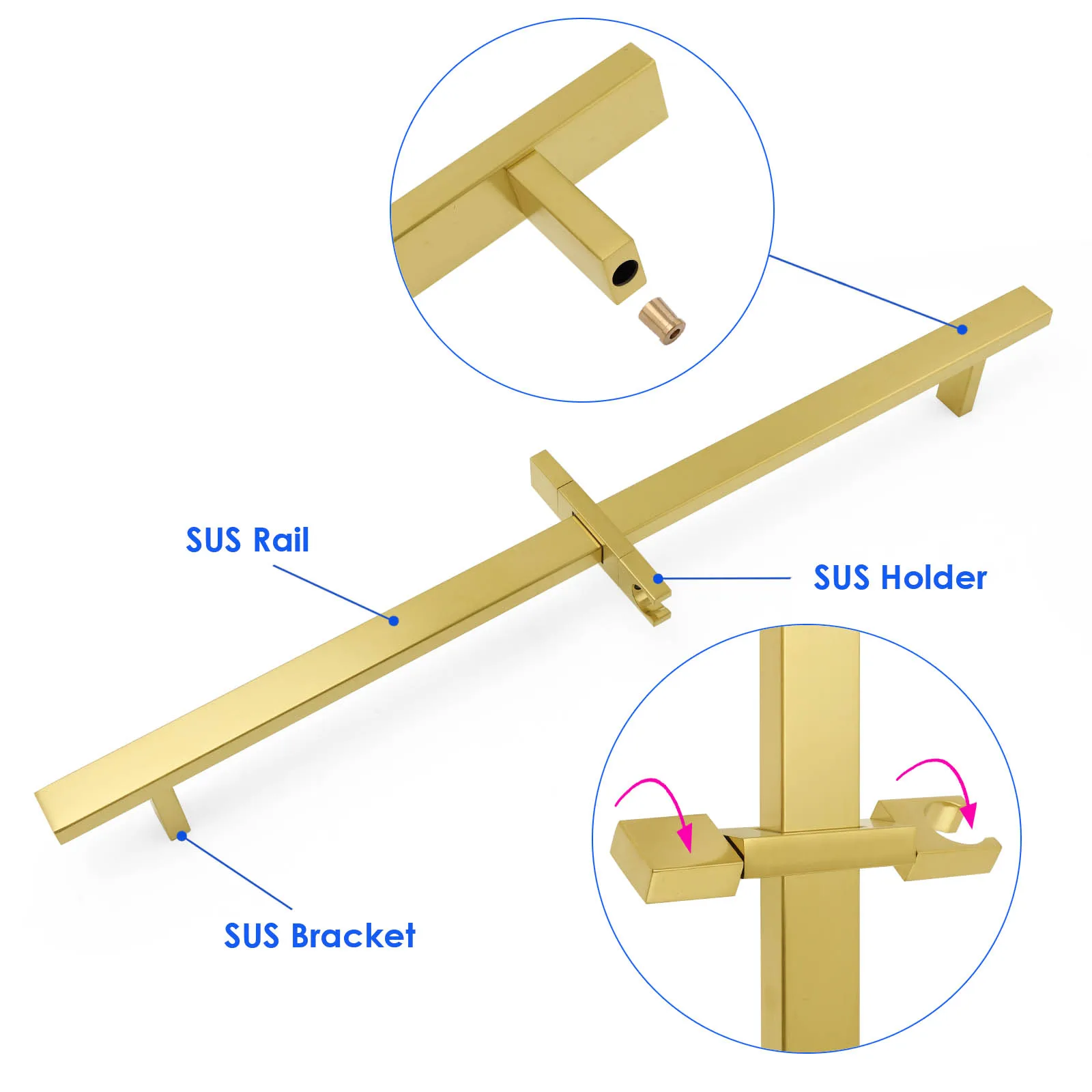 **Sydney Stock** KYLINS Brushed Gold Gun Metal Chrome Black Hand Held Shower Head Set Sliding Rail Mixer Taps WELS WATERMARK