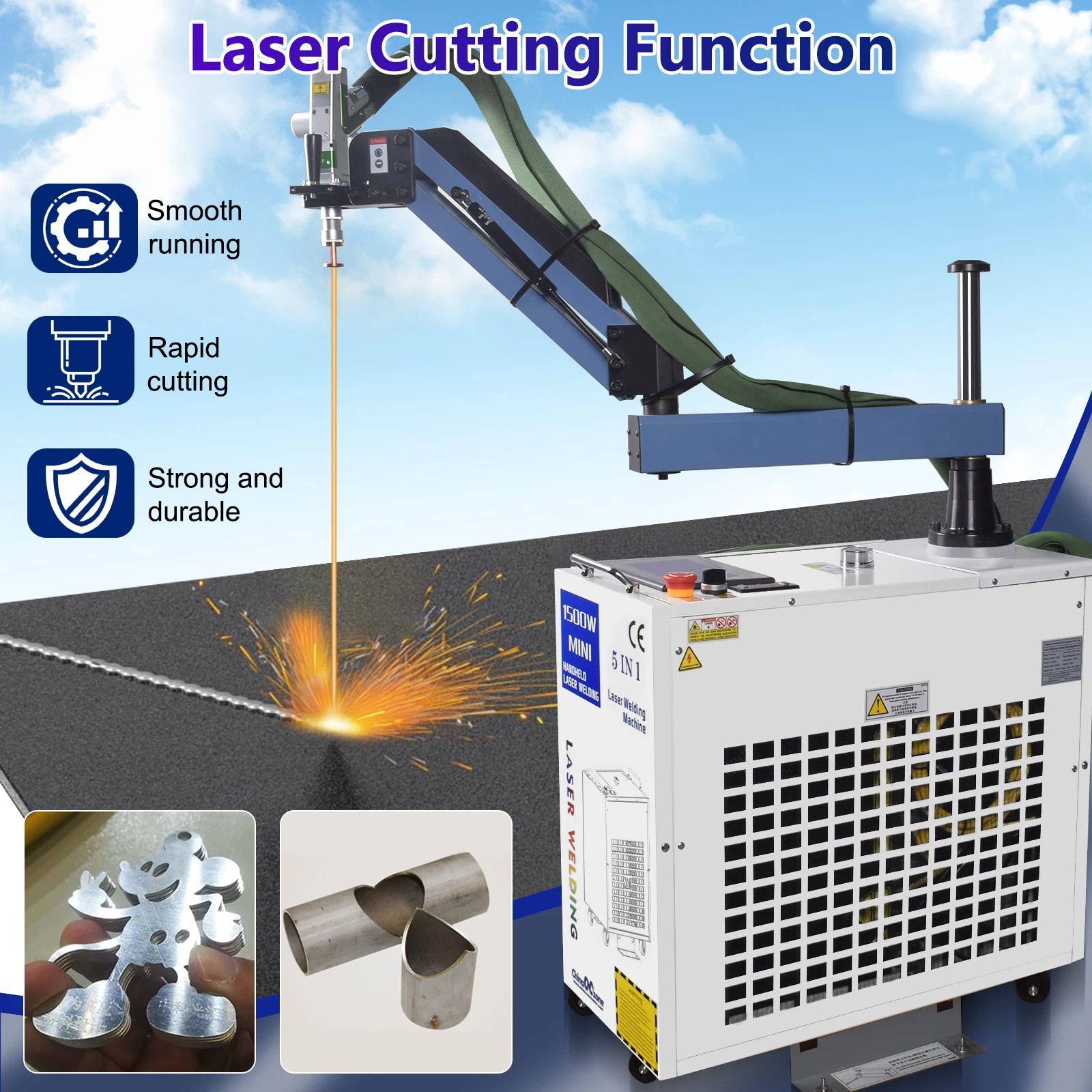 5 IN 1 Laser Welder 1500W 5 IN 1 Battery Welder BWT 1500W Laser Welding Machine Welding Cleaning Cutting Rust Removal Battery Welding Double Pendulum Cleaning