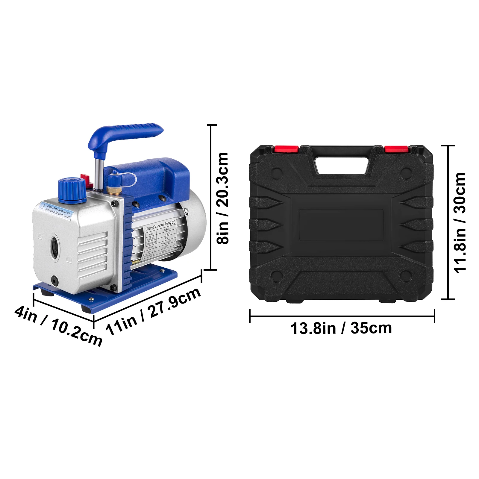 SucceBuy Vacuum Pump 4CFM 1/4HP HVAC A/C Air Refrigerant Rotary Vane Vacuum Pump 1-Stage 1 Valve AC Manifold Gauge R134a Set