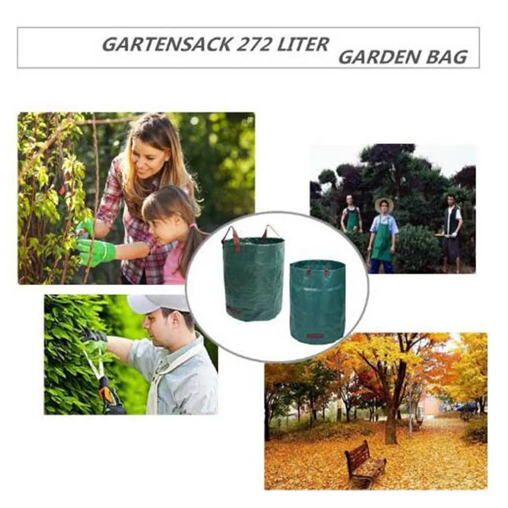 4Pcs 272 Liter Large Garden Waste Bag Leaf Rubbish Plant Grass Sack Reusable Carry