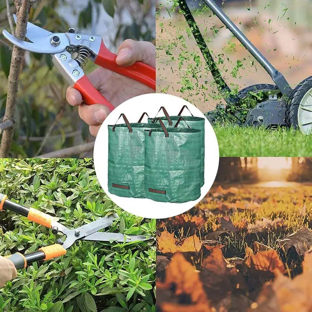 4Pcs 272 Liter Large Garden Waste Bag Leaf Rubbish Plant Grass Sack Reusable Carry