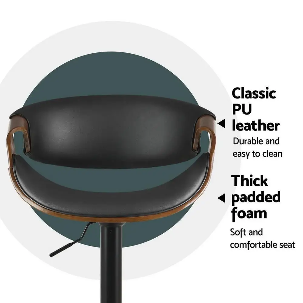 4 Pack Adjustable Gas Lift Leather Bar Stools with Armrests Modern Swivel Counter Height Chairs
