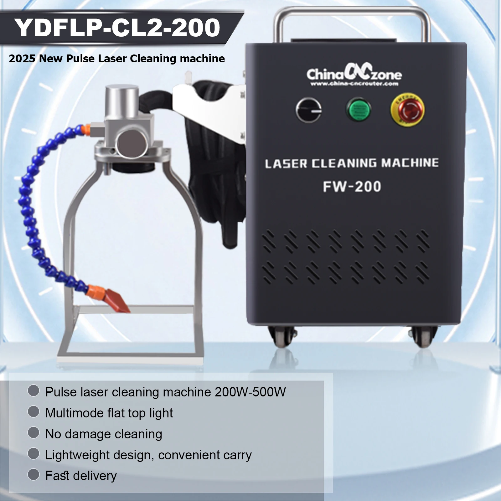 300W JPT Pulsed Laser Cleaning Machine For Remove Rust Oil Paint Metal Wood Air Cool Laser Aluminum oxide layer Model Cleaning