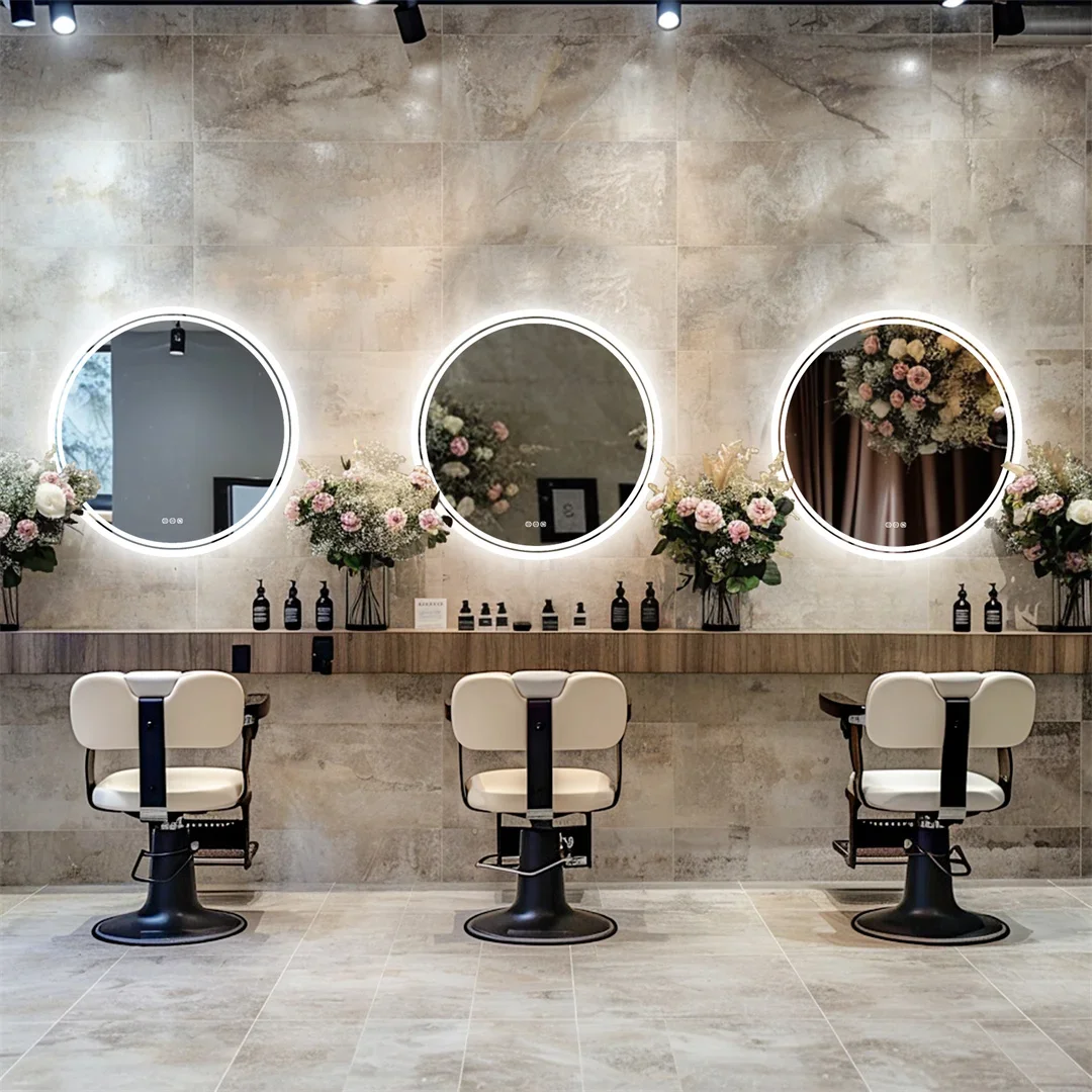 80cm Round LED Bathroom Mirror with Anti-Fog, Dimmable Backlit, Touch Control, Wall Mounted
