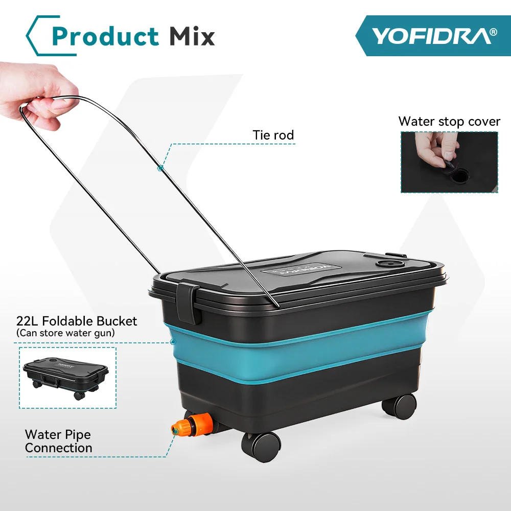 YOFIDRA 200Bar Brushless Electric High Pressure Washer 6-in-1 Car Washing Garden Water Gun For Makita 21V Battery Pin Spray Gun