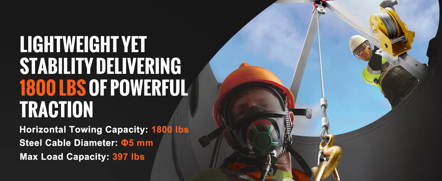 SucceBuy 2600 lbs Confined Space Tripod Kit Winch Confined Space Rescue Tripod Fall Protection for Traditional Confined