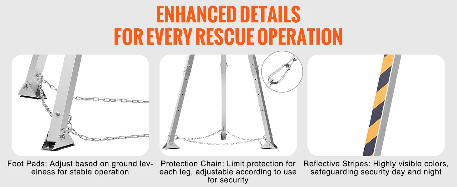SucceBuy 2600 lbs Confined Space Tripod Kit Winch Confined Space Rescue Tripod Fall Protection for Traditional Confined