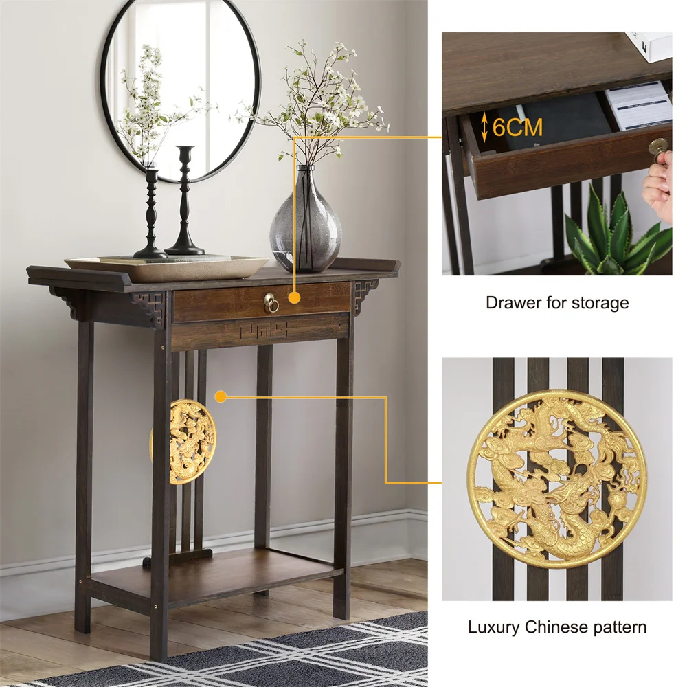 LUVODI Vintage Wood Console Table with Drawer Entryway Hallway Sofa Table for Living Room Storage