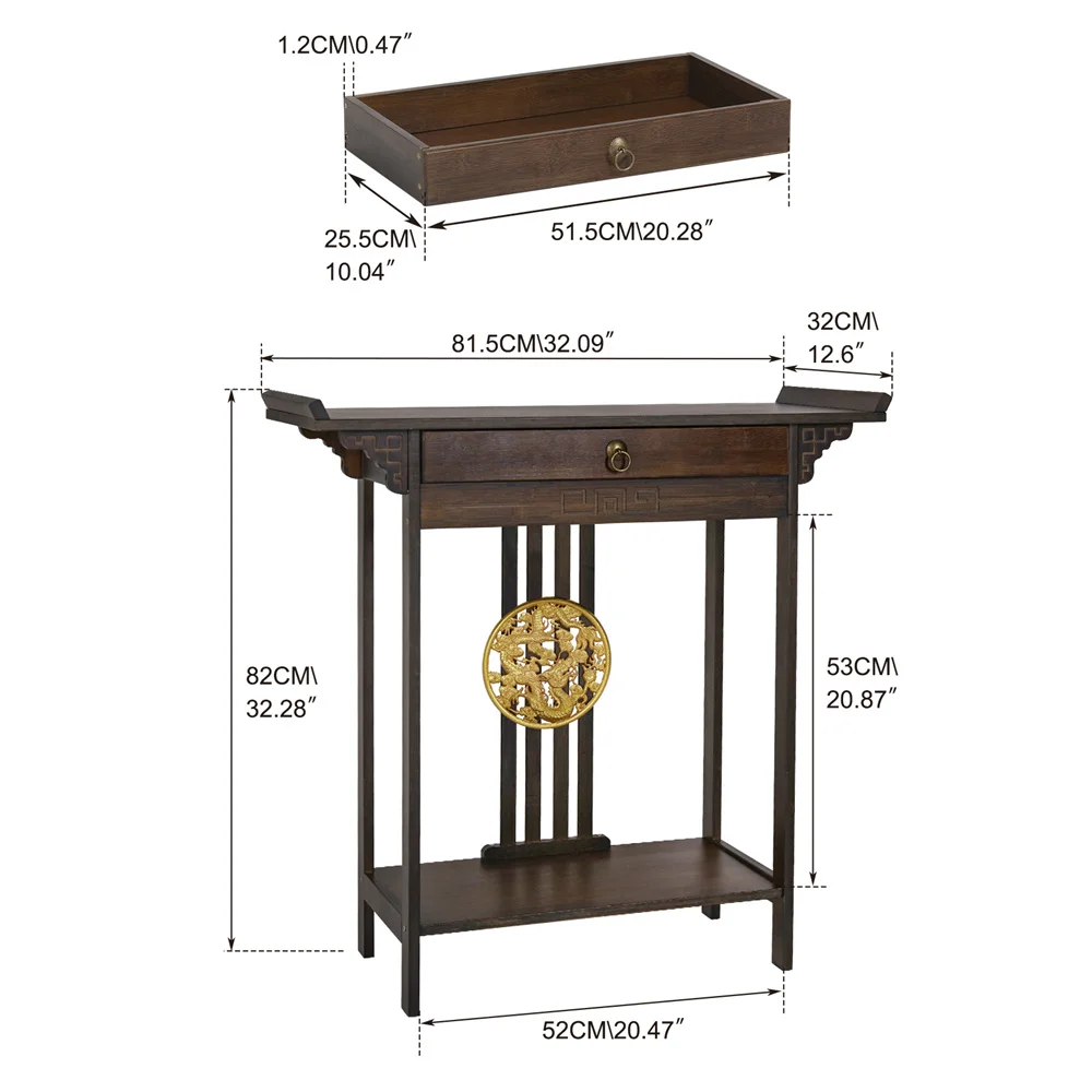 LUVODI Vintage Wood Console Table with Drawer Entryway Hallway Sofa Table for Living Room Storage