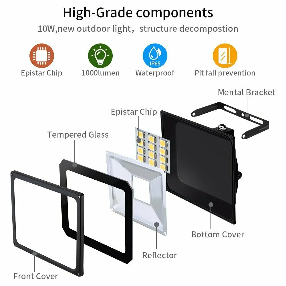 LED Flood Light 200W 300W 400W Outdoor Floodlights Lamp 220V-240V Cool White IP66 with AU Plug For Outdoor Wall Garden