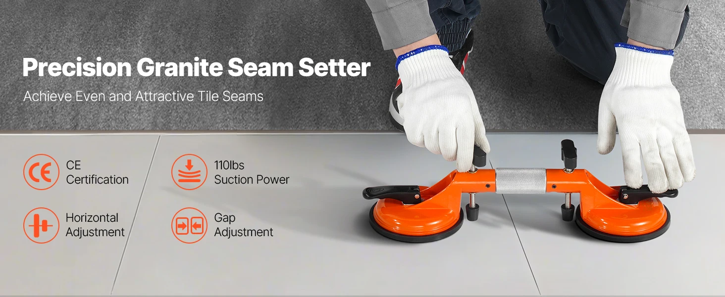 SucceBuy 2 Packs Stone Seam Joiner 180°Adjustable Seamless Seam Setter with 5 in Vacuum Suction Cups Installation Tool for Tile
