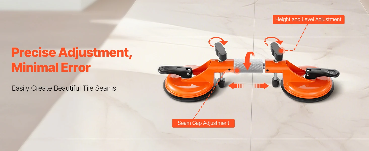 SucceBuy 2 Packs Stone Seam Joiner 180°Adjustable Seamless Seam Setter with 5 in Vacuum Suction Cups Installation Tool for Tile