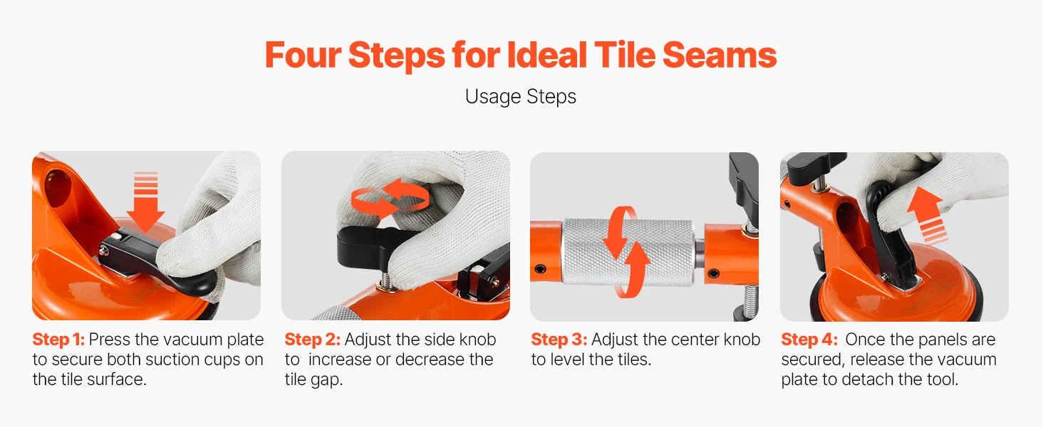 SucceBuy 2 Packs Stone Seam Joiner 180°Adjustable Seamless Seam Setter with 5 in Vacuum Suction Cups Installation Tool for Tile