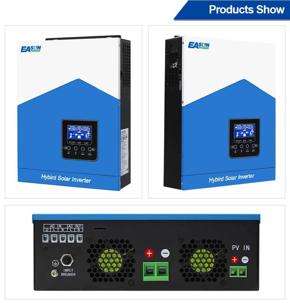 Easun Power 7000w 4200w 3200w 2200w 12v 24v 48v MPPT Hybrid Off Grid Pure Sine Wave 80a 110a 230v 50/60hz Solar Inverter Charger