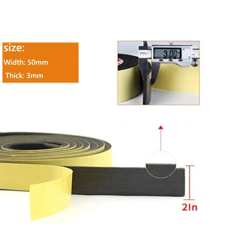 1m-10m Rubber Self Adhesive Sponge Seal Strip EVA Black Foam Strong Single-sided Adhesive Soundproof Anti-collision Seal Gasket