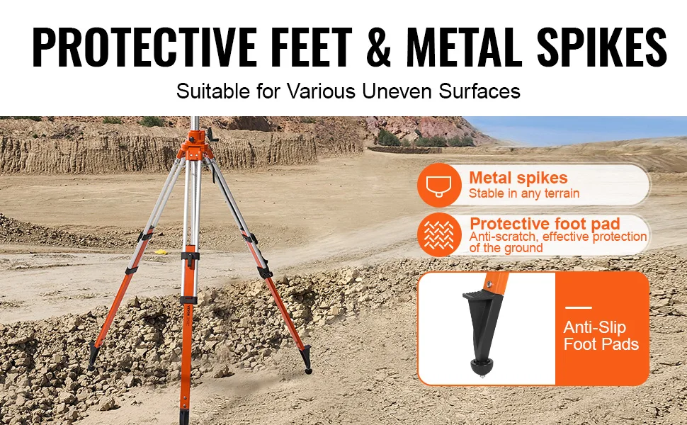 SucceBuy Laser Level Tripod Stand 5/8" Thread Mount 16.53-65.55 inch Height Adjustment Heavy Duty Survey Tripod for Construction