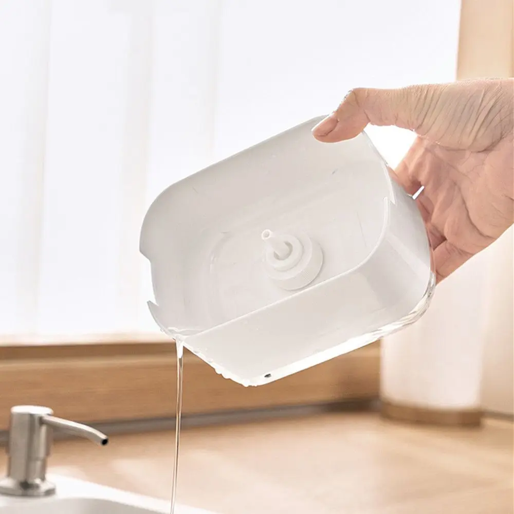 Soap Dispenser Box Press Dispenser Scrubbing Liquid Container Kitchen Bathroom Automatic Detergent Foam Box with Sponge Holder
