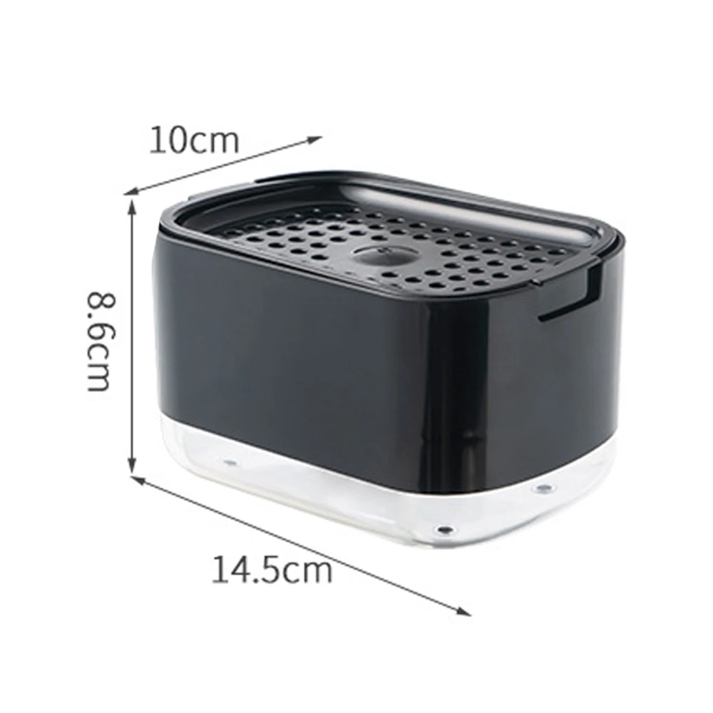 Soap Dispenser Box Press Dispenser Scrubbing Liquid Container Kitchen Bathroom Automatic Detergent Foam Box with Sponge Holder