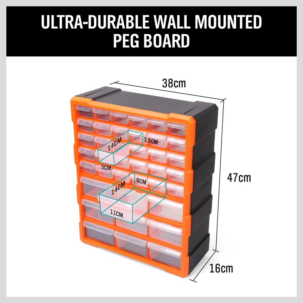 HORUSDY 39 Drawers Storage Cabinet Tool Box Bin Chest Case Plastic Organiser Divider